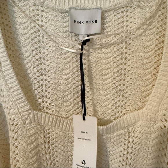 Pink Rose Cream Knit Crop Top - Picture 2 of 3